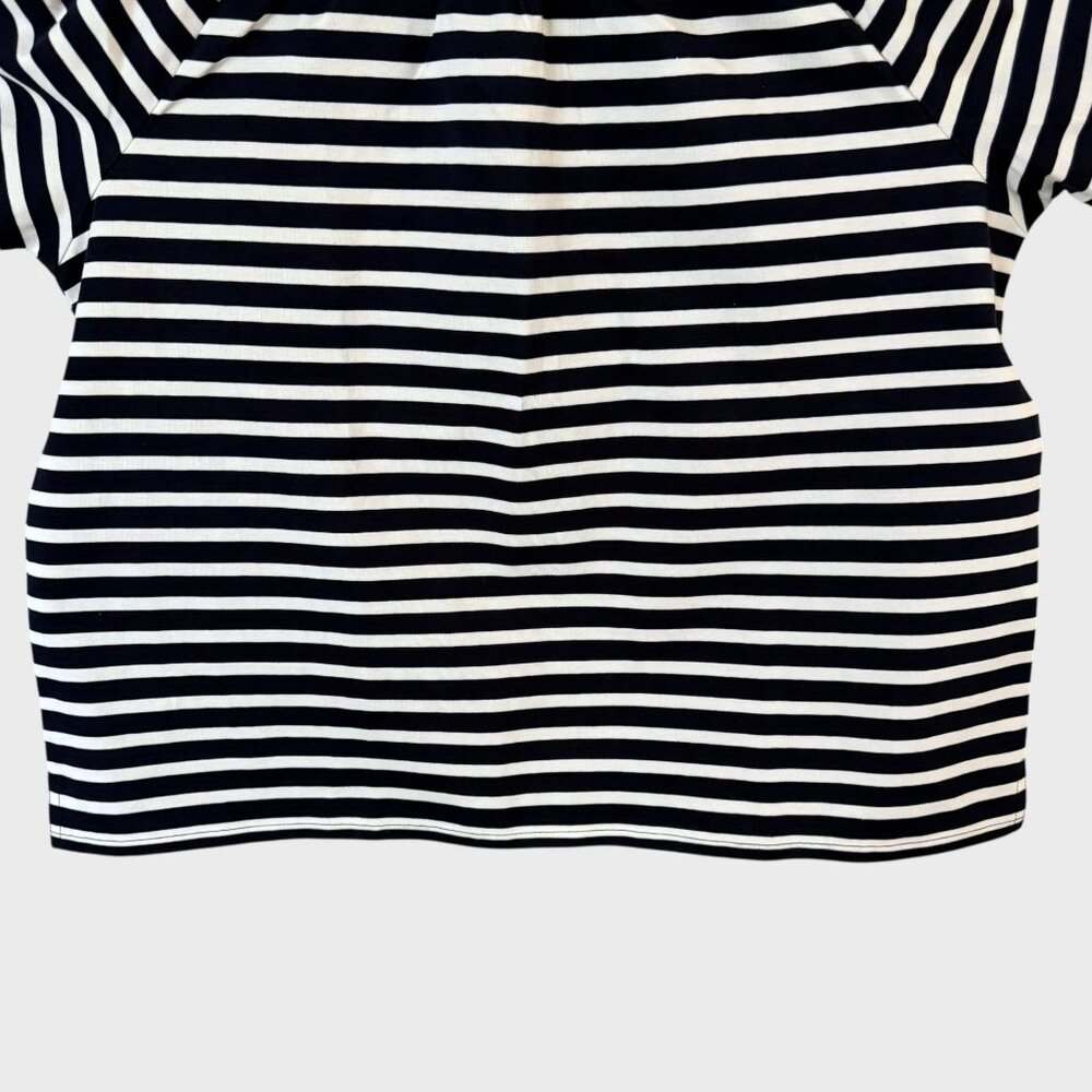 J.Crew Striped Raglan Tie-Back Peasant Blouse Top Black White Women's XL New - Picture 7 of 14